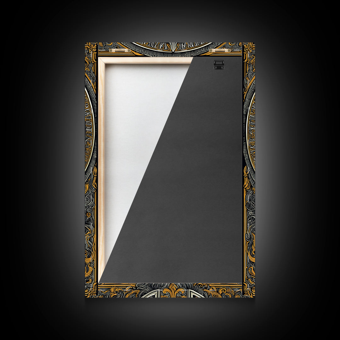 Ornate Bronze and Silver Spartan Helmet Wall Print – Canvas Gold Art, Real Wood Frame Canvas Art, Classical Greek Warrior Decor