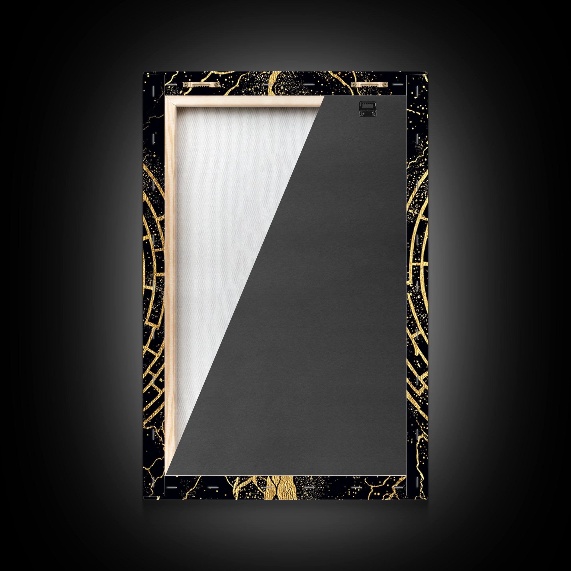 Circular Labyrinth Canvas Gold Art, Ancient Greek Maze Canvas Print, Real Wood Frame Mythology Wall Decor