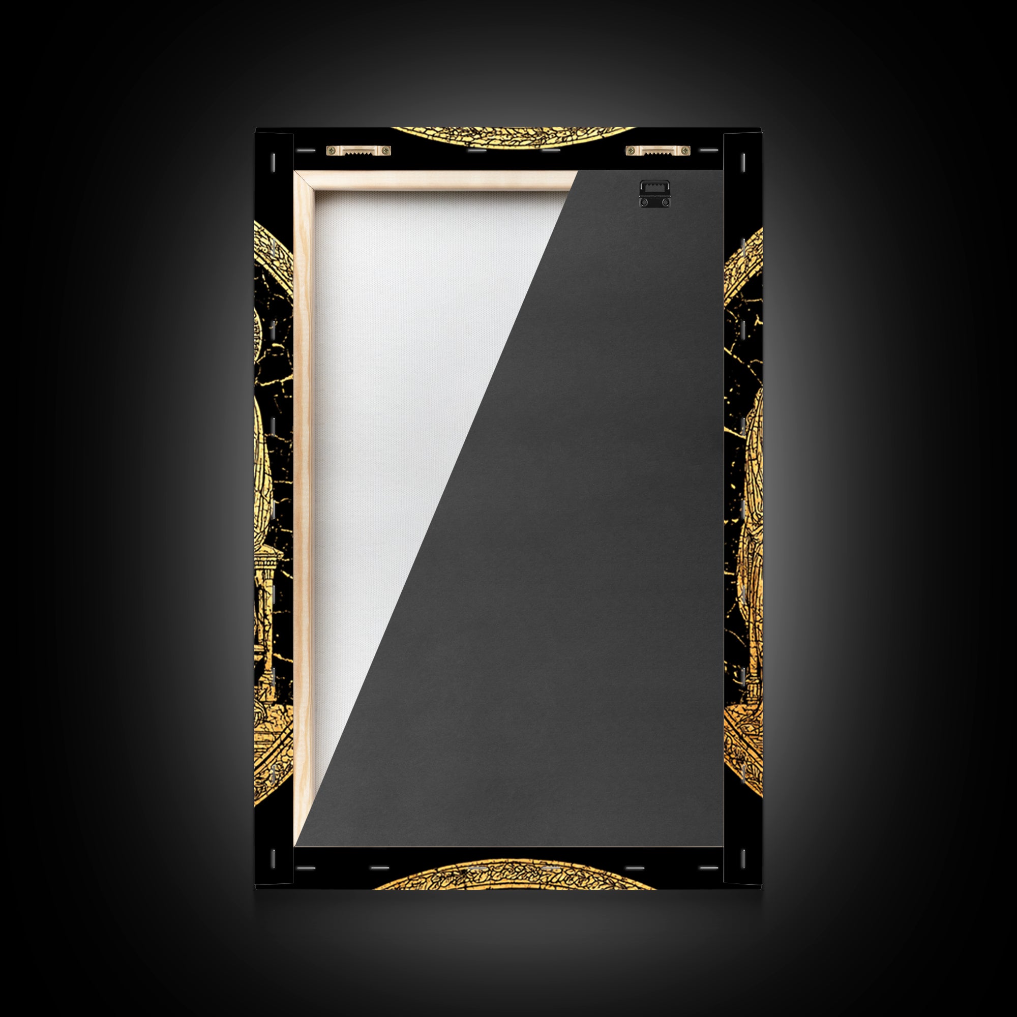 Golden Three Goddesses – Canvas Gold Canvas Print – Classical Greek Wall Art with Real Wood Frame for Mythology Lovers