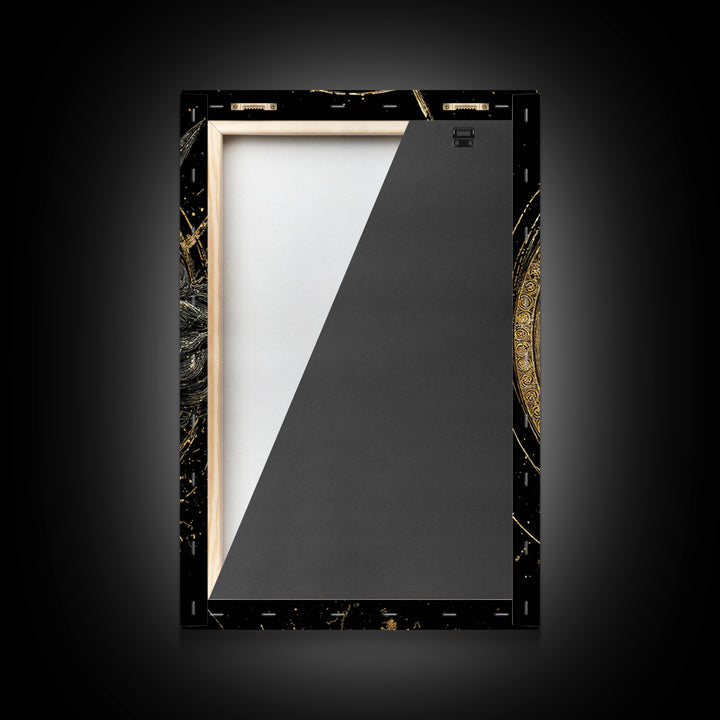 Greek Warrior Profile, Canvas Gold Canvas Print, Ancient Mythology Wall Art, Real Wood Frame Decor, Luxury Hero Artwork
