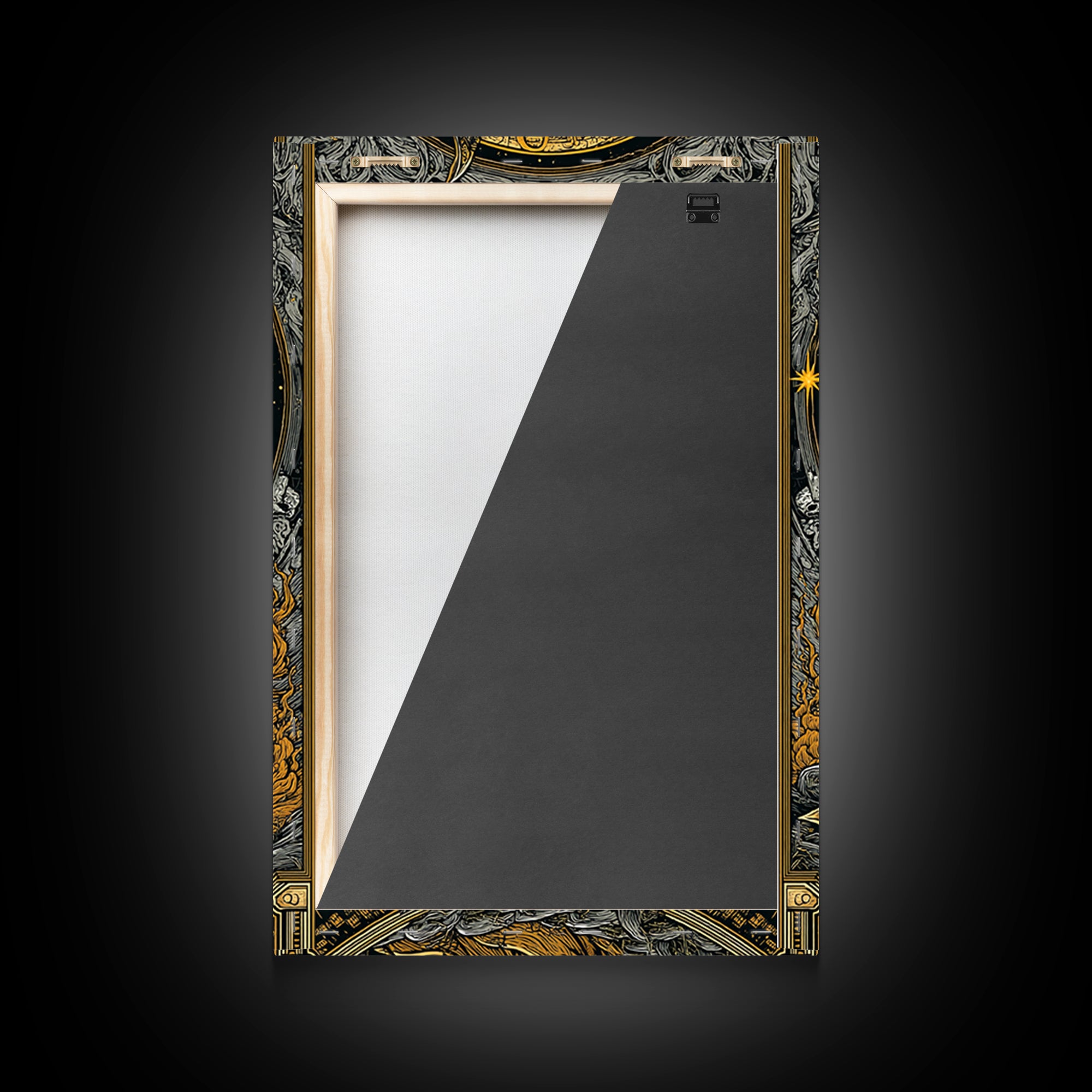 Artemis Greek Goddess Canvas Gold Canvas Print, Bow And Arrow Mythology Inspired Artwork, Real Wood Frame Decorative Wall Art