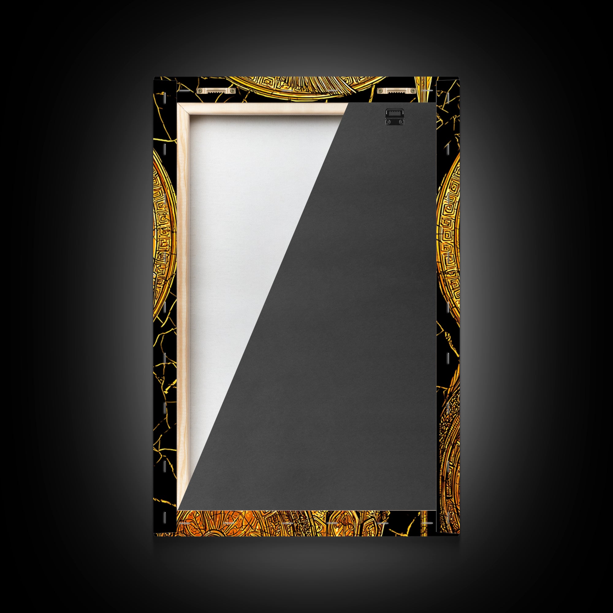Athena Warrior Goddess With Spear And Shield, Canvas Gold Canvas Print, Real Wood Frame, Greek Myth Wall Art, Strength Decor