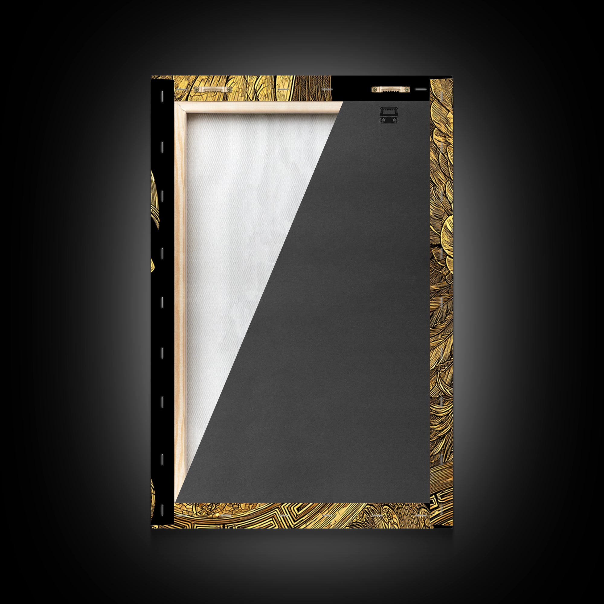 Athena Warrior Goddess Profile With Wings, Canvas Gold Art Print, Real Wood Frame, Greek Mythology Goddess Wall Art