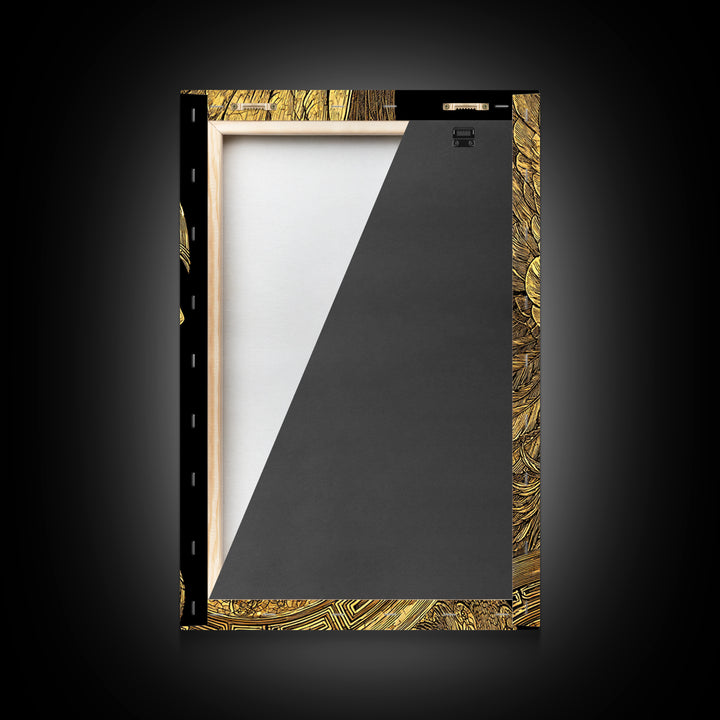 Athena Warrior Goddess Profile With Wings, Canvas Gold Art Print, Real Wood Frame, Greek Mythology Goddess Wall Art