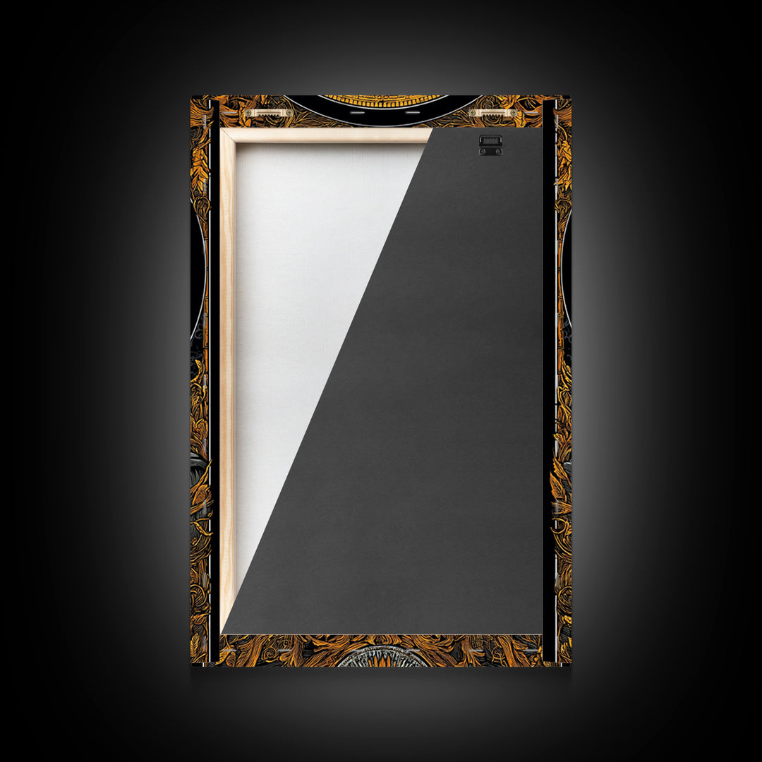 Caesar Inspired Roman Bust, Canvas Gold Canvas Print, Ancient Rome Decorative Wall Art, Mythology Style, Real Wood Frame