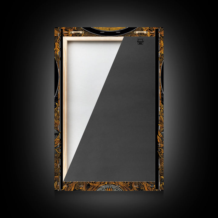 Caesar Inspired Roman Bust, Canvas Gold Canvas Print, Ancient Rome Decorative Wall Art, Mythology Style, Real Wood Frame