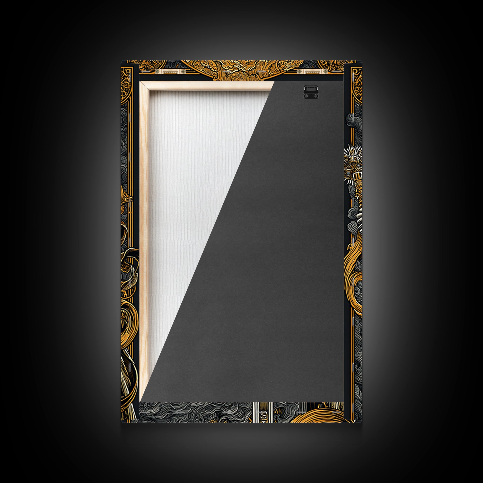Classical Warrior God Artwork, Canvas Gold Canvas Print, Mythology Wall Art, Ancient Roman Style, Real Wood Frame Decor