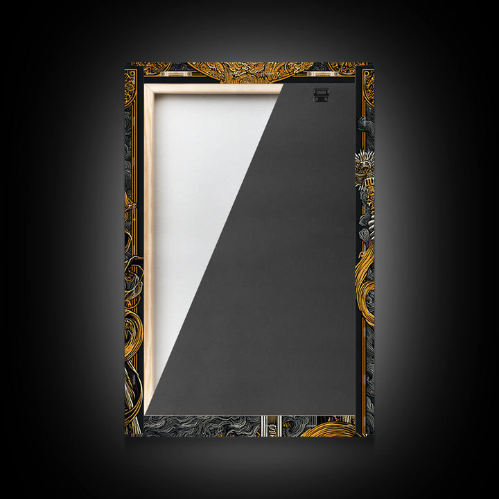 Classical Warrior God Artwork, Canvas Gold Canvas Print, Mythology Wall Art, Ancient Roman Style, Real Wood Frame Decor