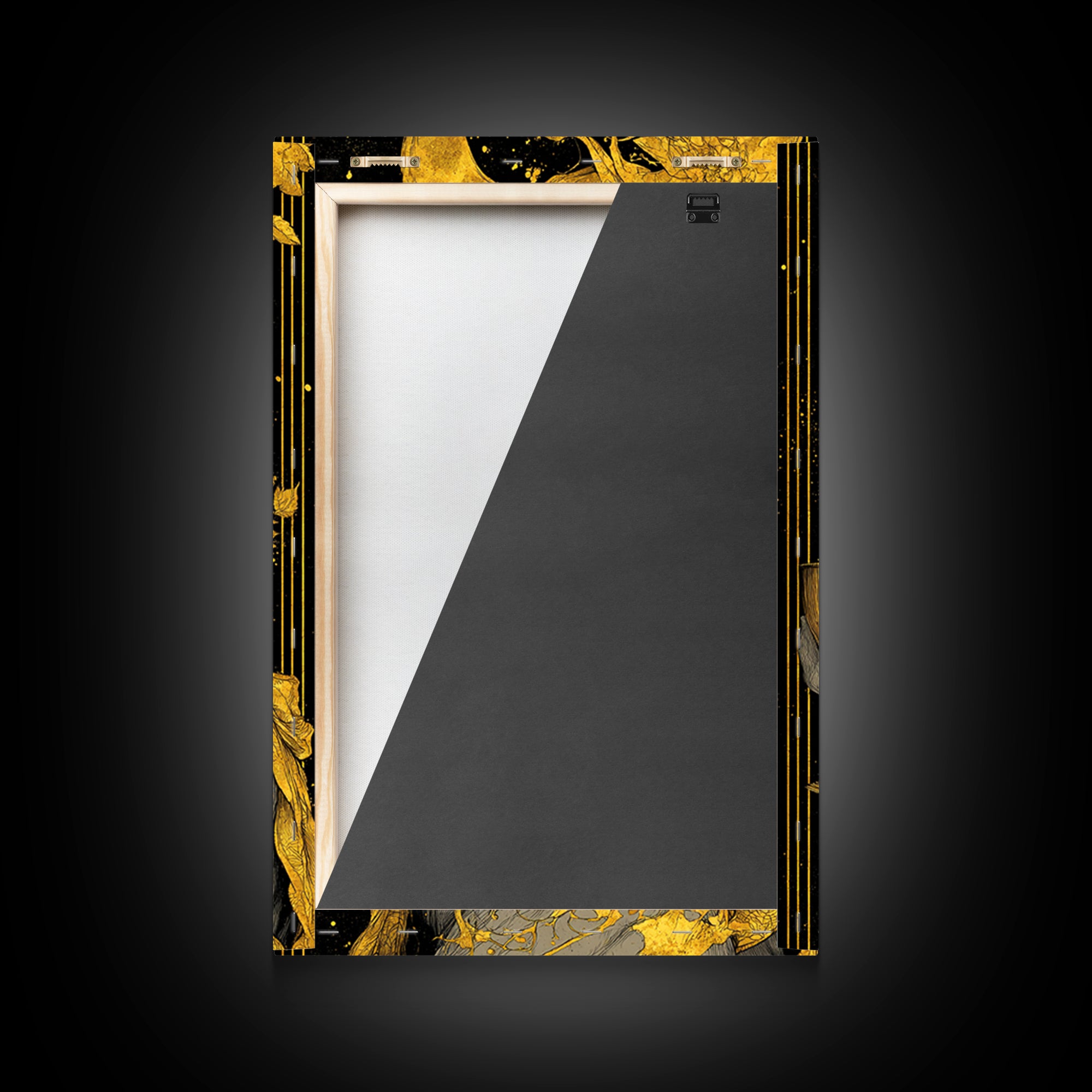 Bearded Dionysus Canvas Gold Canvas Print, Greek Mythology Wine God Wall Art, Regal Luxury Decor With Real Wood Frame
