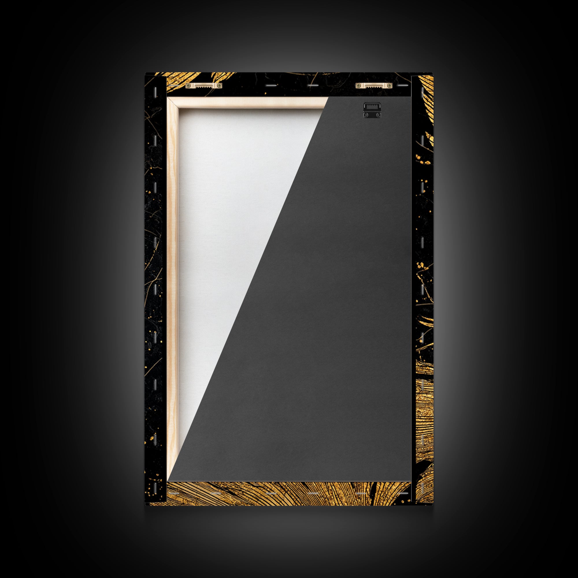Golden Angelic Silhouette Canvas Gold Canvas Print, Elegant Divine Figure Art, Celestial Decor With Real Wood Frame