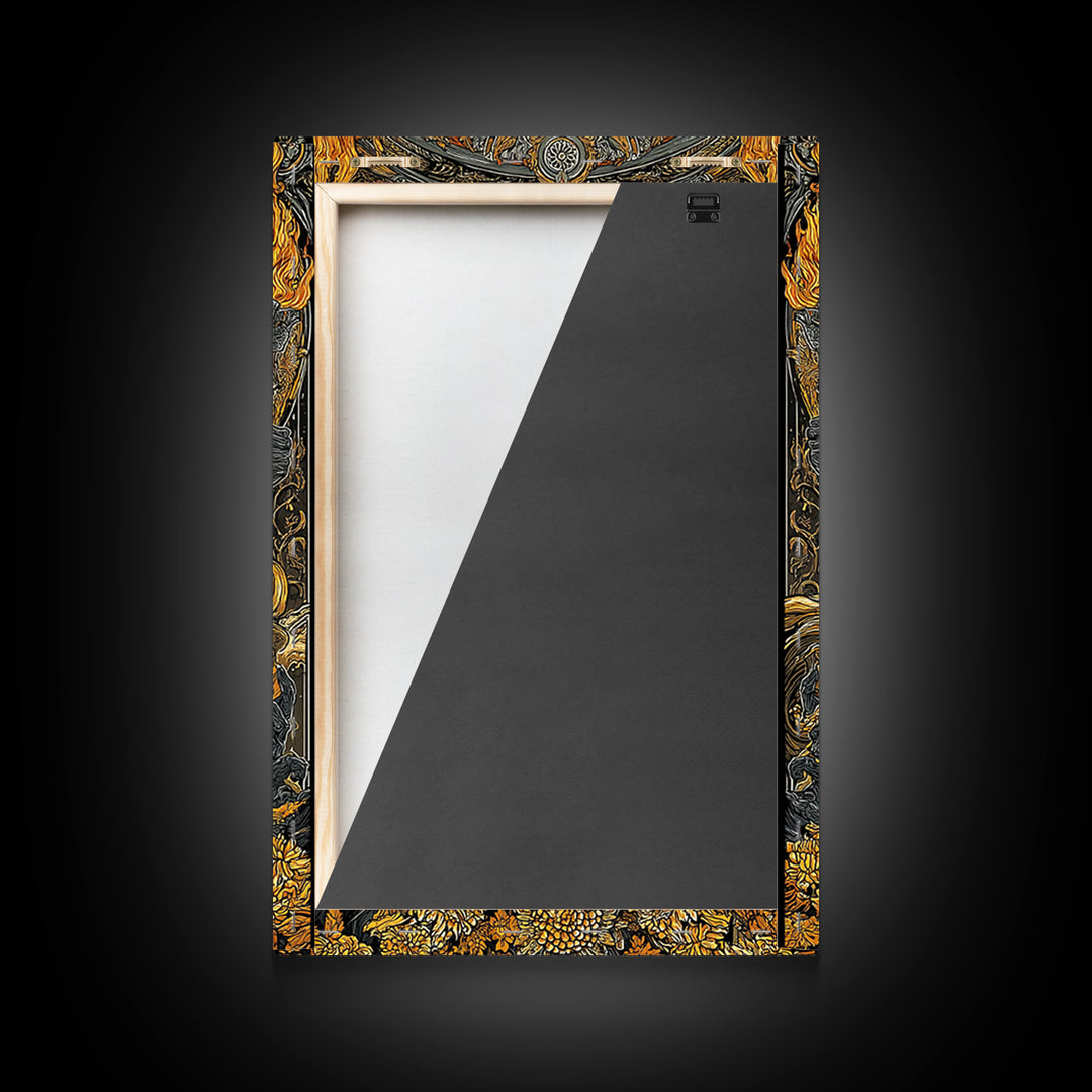 Hades Underworld Canvas Gold Canvas Print, Greek God Of The Dead Wall Art, Dark Mythology Decor With Real Wood Frame