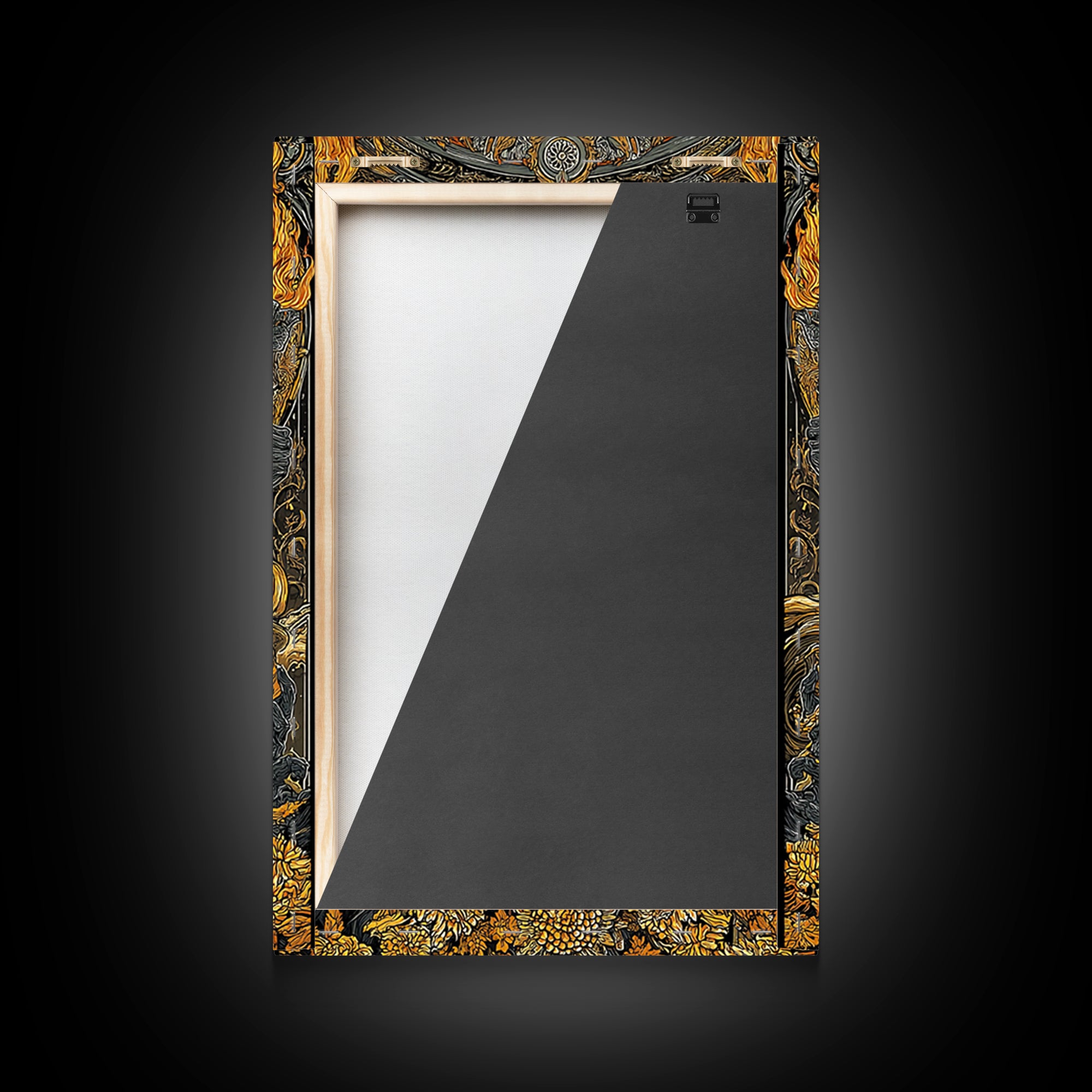 Hades Underworld Canvas Gold Canvas Print, Greek God Of The Dead Wall Art, Dark Mythology Decor With Real Wood Frame