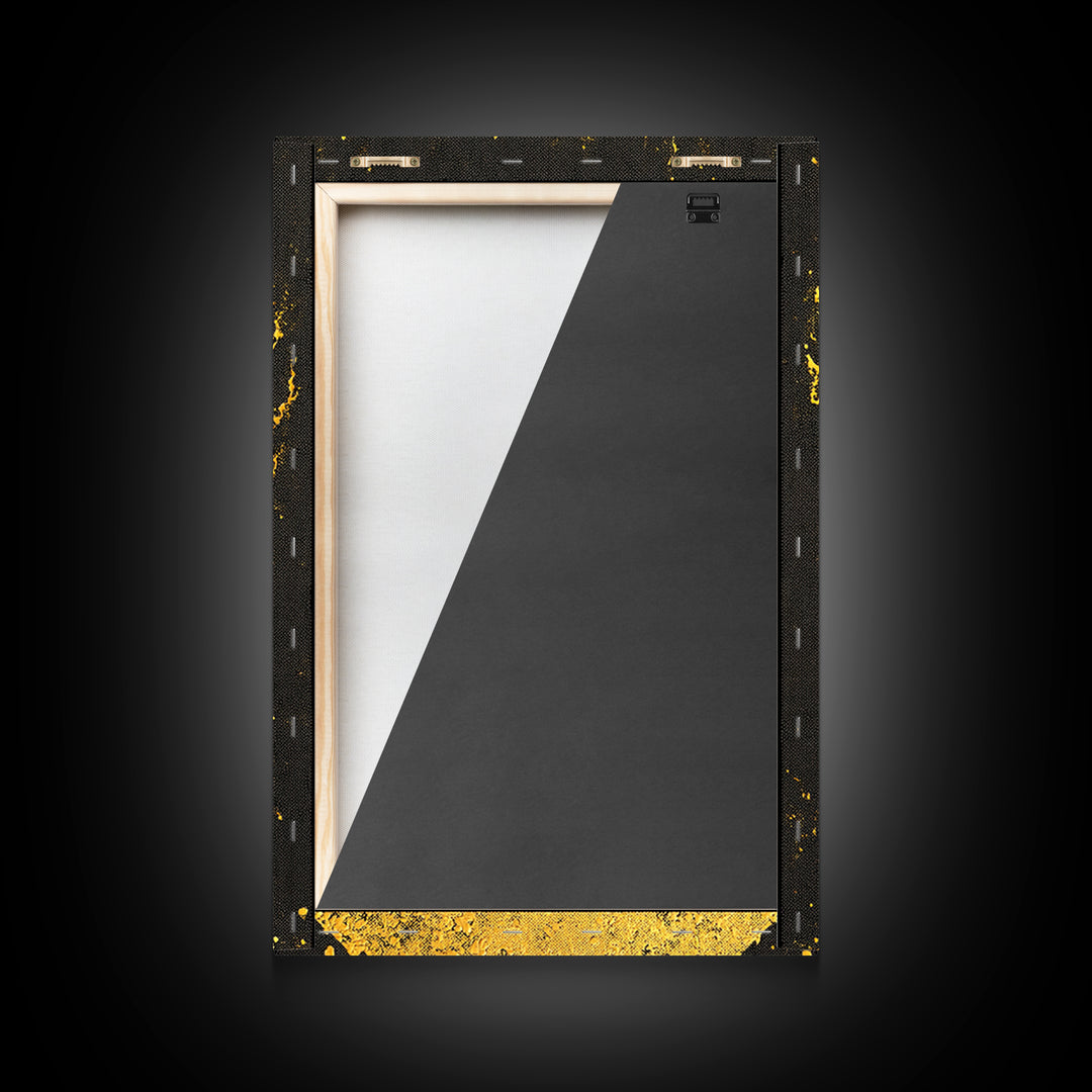 Radiant Ascension Canvas Gold Canvas Print, Mythological Abstract Silhouette, Celestial Fantasy Wall Art, Real Wood Frame