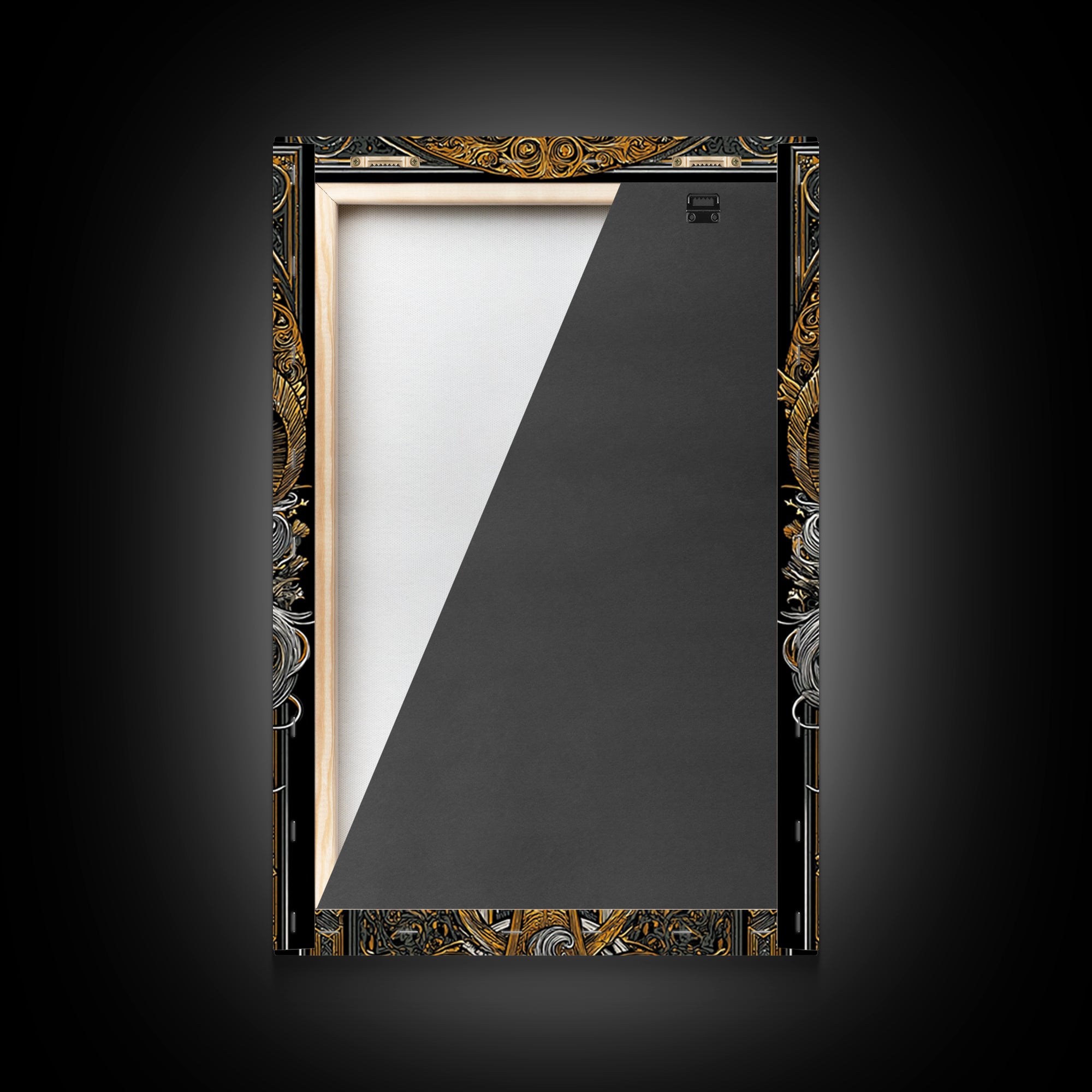 Mythical Horned Warrior Canvas Gold Canvas Print, Intricate Greek God Art, Luxury Wall Decor, Real Wood Frame Artwork