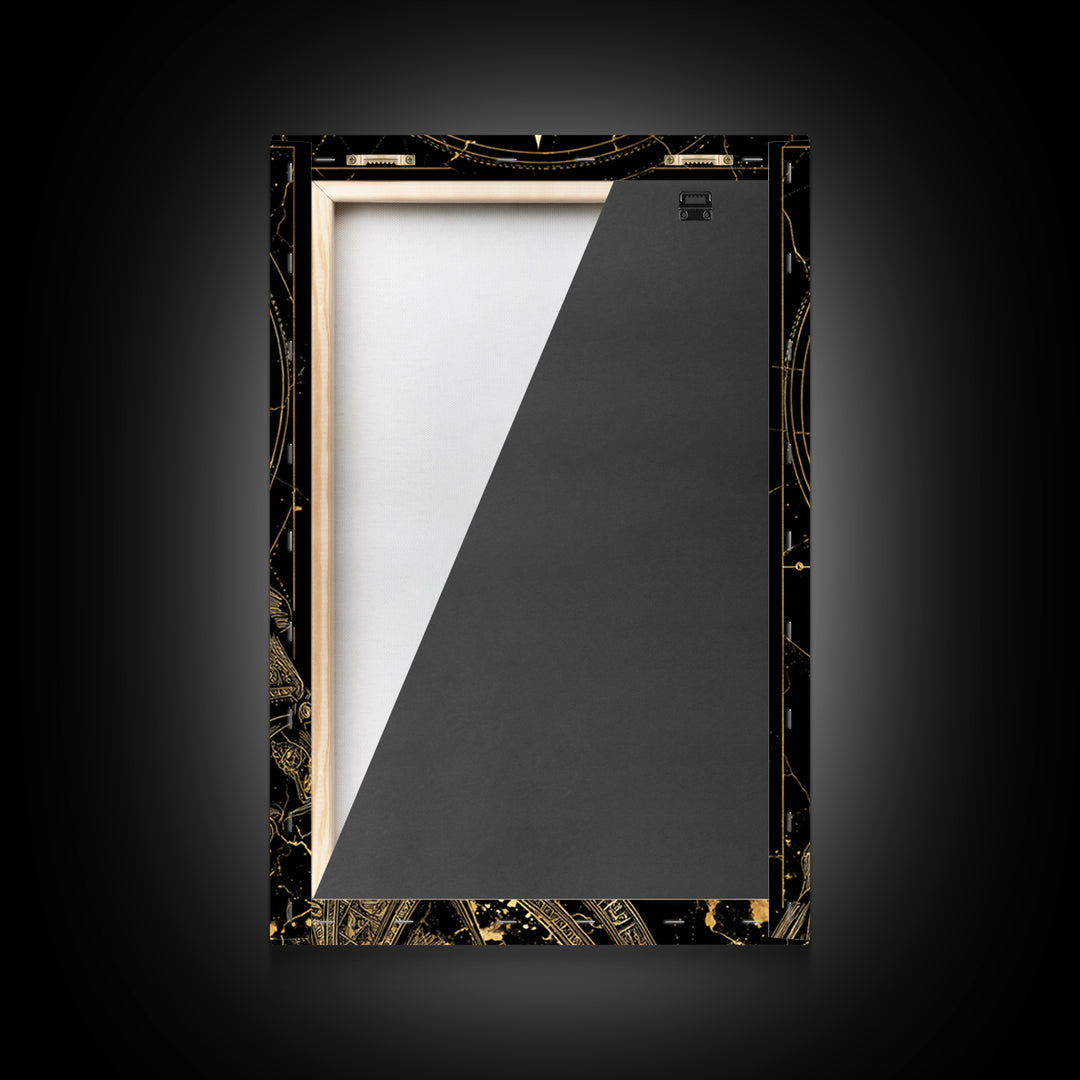 Ancient Philosopher Bust Canvas Gold Canvas Print, Greek Portrait Wall Art, Regal Mythology Decor, Real Wood Frame