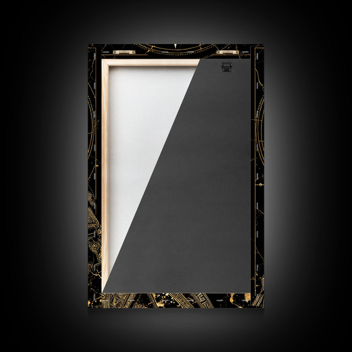 Ancient Philosopher Bust Canvas Gold Canvas Print, Greek Portrait Wall Art, Regal Mythology Decor, Real Wood Frame
