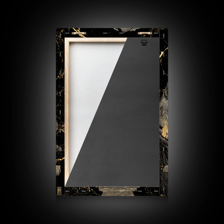 Greek God At Anvil Canvas Gold Canvas Print, Mythological Hephaestus Art, Classic Blacksmith Wall Decor, Real Wood Frame