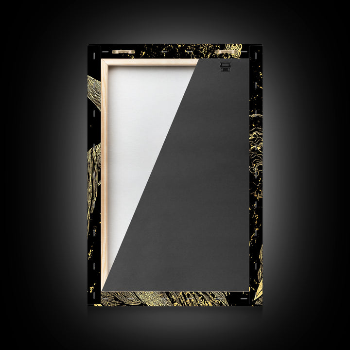 Canvas Gold Canvas Print, Goddess With Sword Art, Greek Mythology Warrior Wall Decor, Divine Strength Artwork, Real Wood Frame