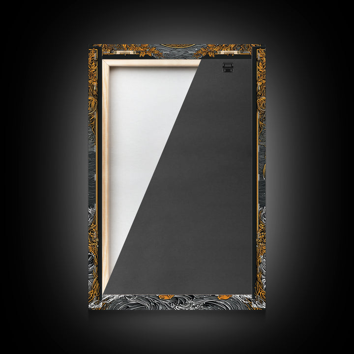 Powerful Titan Oceanus Canvas Gold Canvas Print, Greek Mythology Wall Art, Real Wood Frame, Luxury Ocean Inspired Home Accent