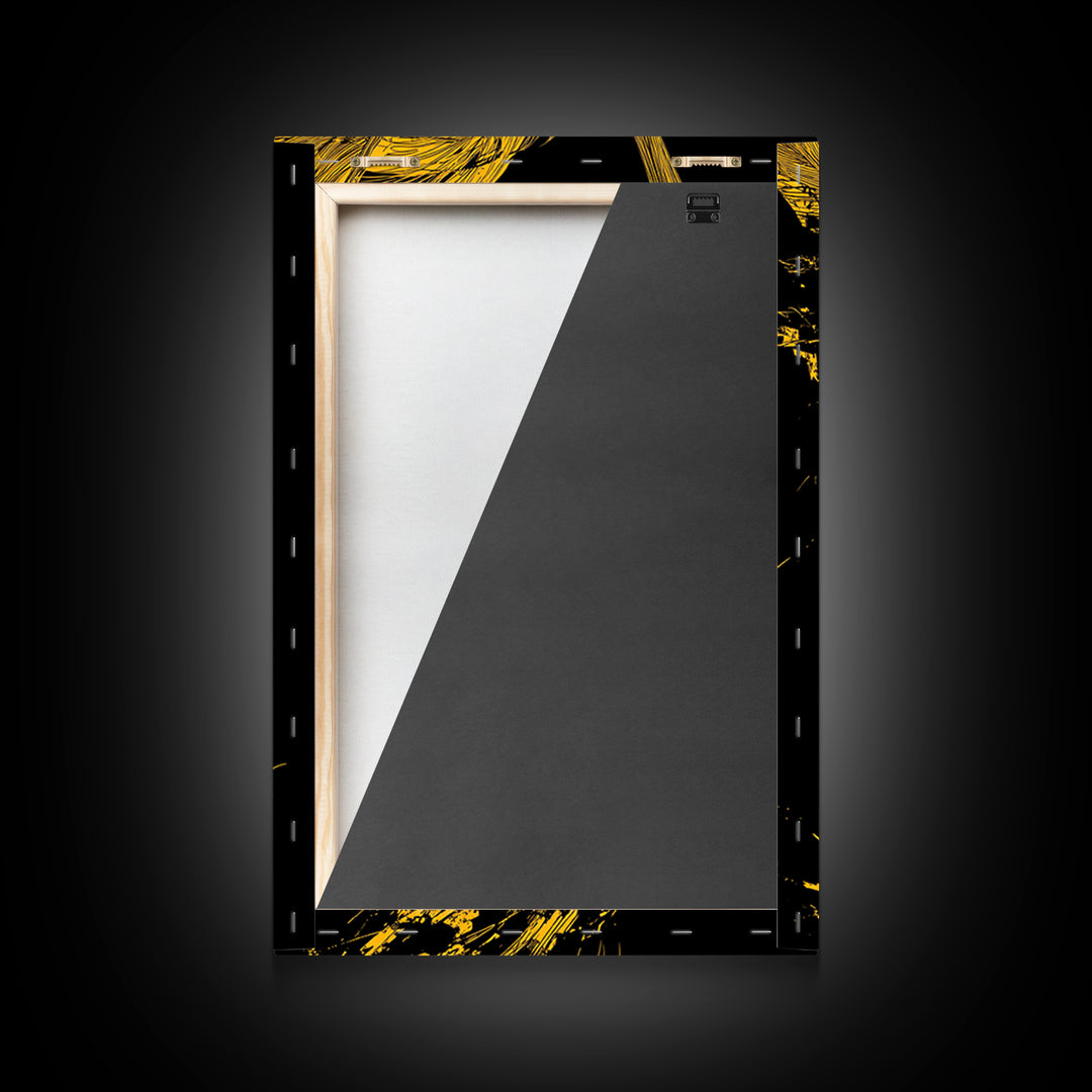 Canvas Gold Canvas Print, Abstract Face Art, Luxury Modern Wall Decor, Surreal Lips Artwork, Real Wood Frame Home Art