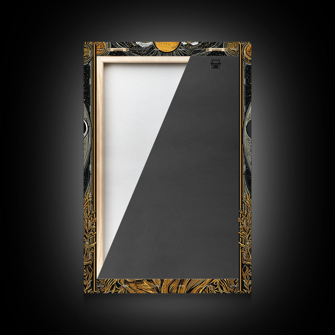 Selene Canvas Gold Canvas Print, Moon Goddess Art, Real Wood Frame, Mythology Wall Decor, Celestial Luxury Artwork