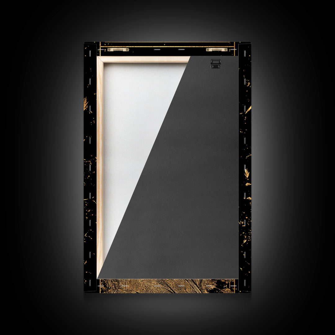 Death Figure Canvas Gold Canvas Print, Gothic Skeleton Wall Art, Grim Reaper Mythology Artwork, Real Wood Frame, Dark Decor