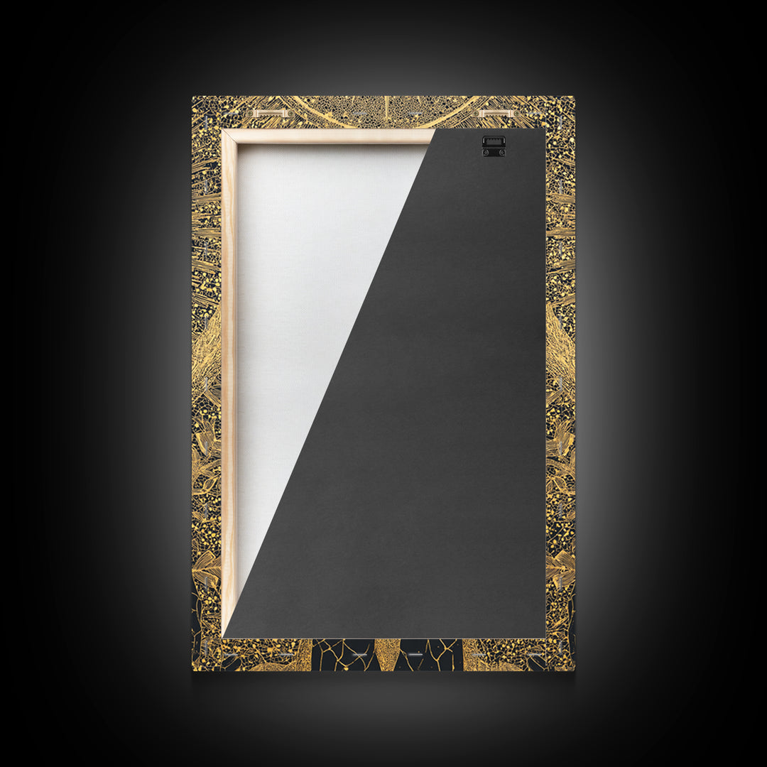 Celestial Radiance Figure, Canvas Gold Art, Mythological Cosmic Wall Print, Spiritual Decor With Real Wood Frame