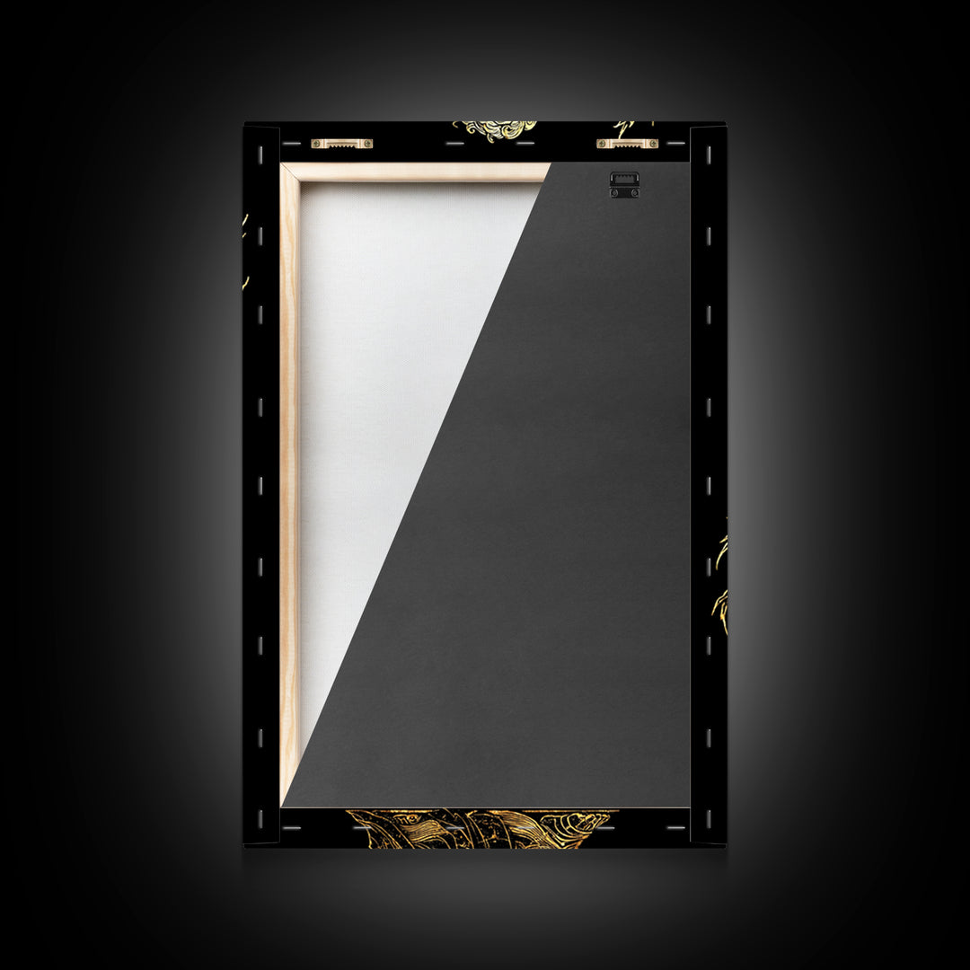Greek God Canvas Gold Art, Zeus Mythology Wall Print, Lightning Power Decor, Luxury Canvas Artwork, Real Wood Frame