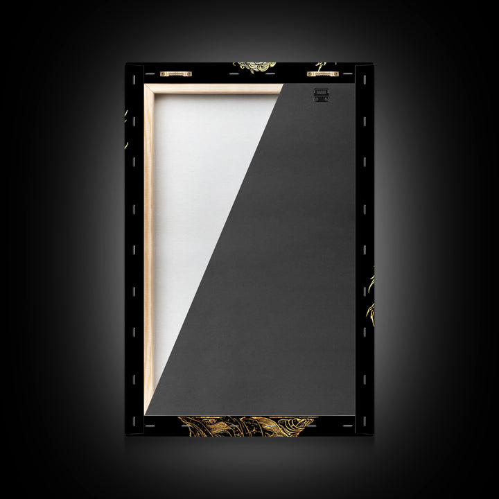 Greek God Canvas Gold Art, Zeus Mythology Wall Print, Lightning Power Decor, Luxury Canvas Artwork, Real Wood Frame