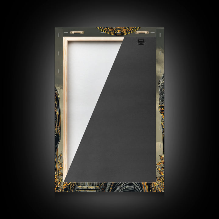 Olympian Deity Canvas Gold Art, Ancient Mythology Wall Print, Power And Strength Decor, Luxury Canvas Artwork, Real Wood Frame