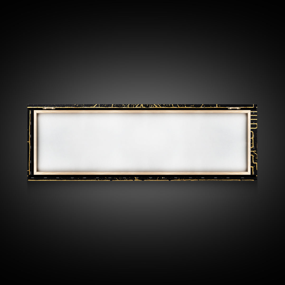 Intricate Labyrinth Pattern Artwork, Mythological Maze Wall Decor, Gold Canvas Print, Real Wood Frame