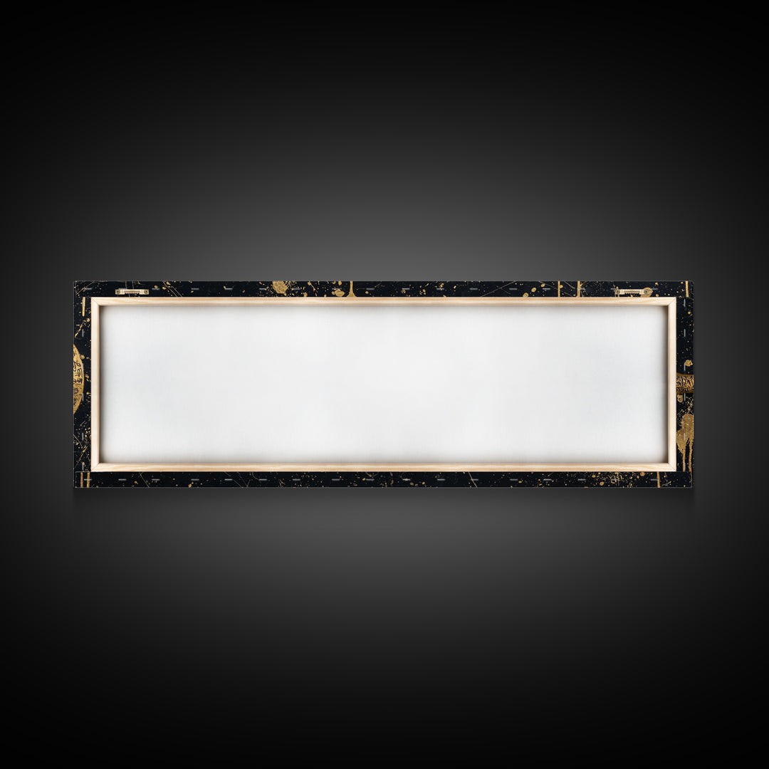 Ancient Oar Artwork, Mythological Paddle With Script Decorative Wall Design, Gold Canvas Print, Real Wood Frame Wall Art