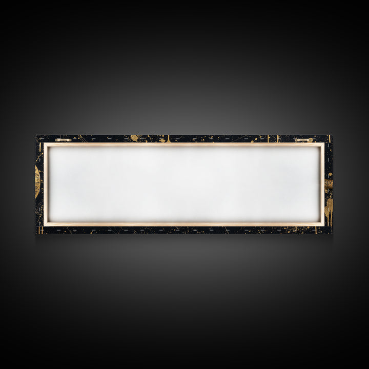 Ancient Oar Artwork, Mythological Paddle With Script Decorative Wall Design, Gold Canvas Print, Real Wood Frame Wall Art