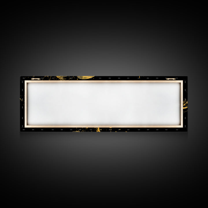 Paired Tragic Masks, Mythological Theater Symbol Decorative Wall Artwork, Gold Canvas Print, Real Wood Frame Wall Decor