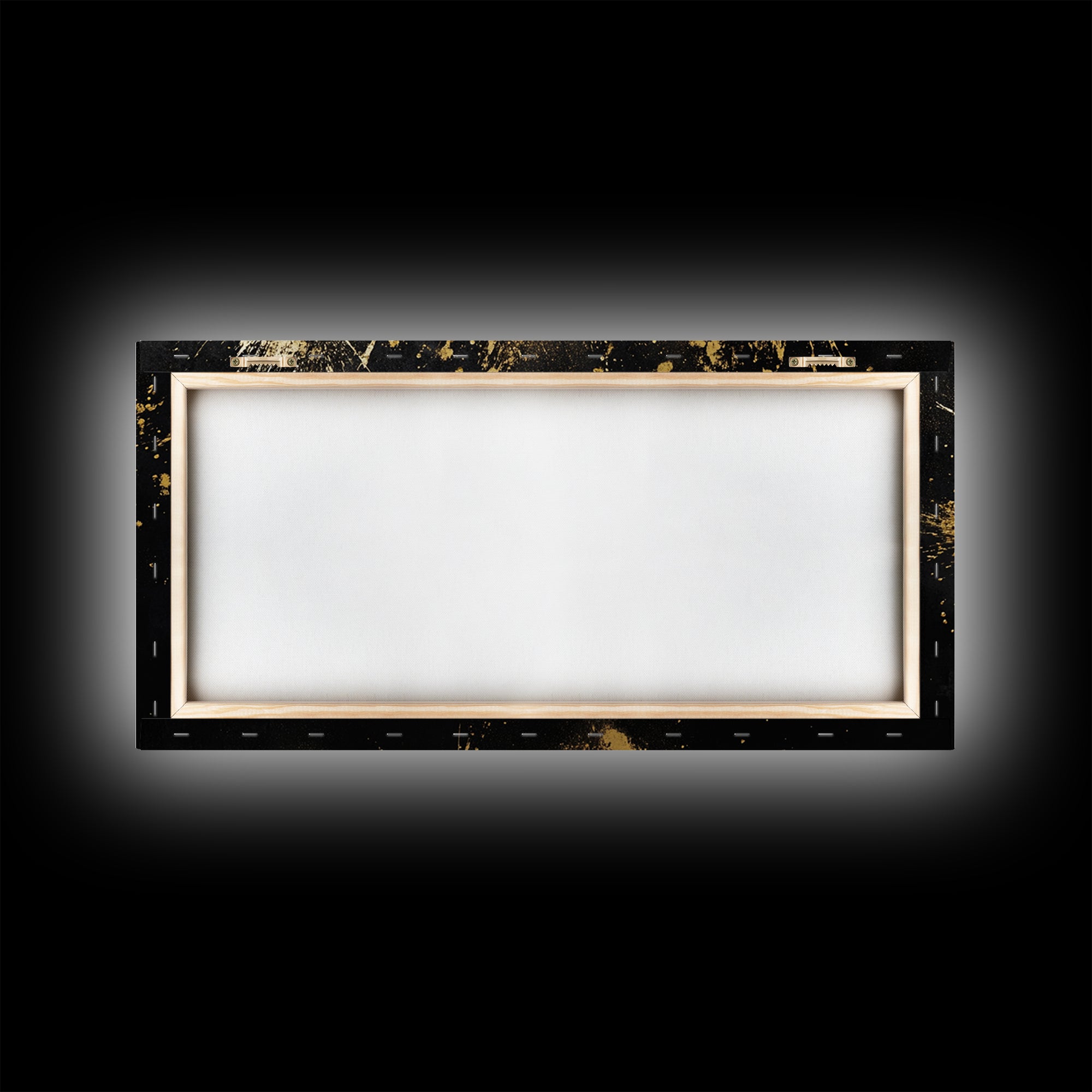 Tribal Drama Mask Gold Canvas Print, Abstract Splatter Art On Canvas, Real Wood Frame Wall Décor, Gothic Theater Artwork