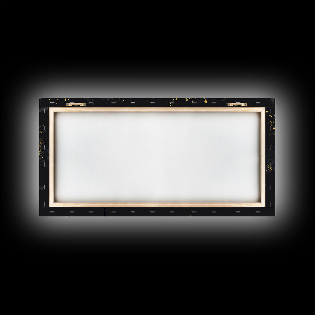 Intricate Regal Mask Gold Canvas Art, Ornate Splatter Canvas Print, Real Wood Frame Wall Décor, Dramatic Statement Artwork