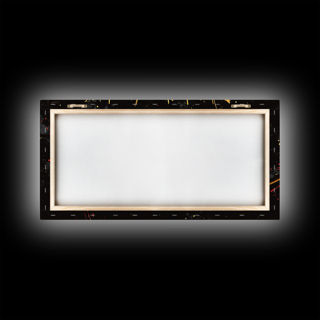 Skull Gold Canvas Print, Gothic Splatter Art On Canvas, Real Wood Frame Wall Décor, Macabre Dark Aesthetic Artwork