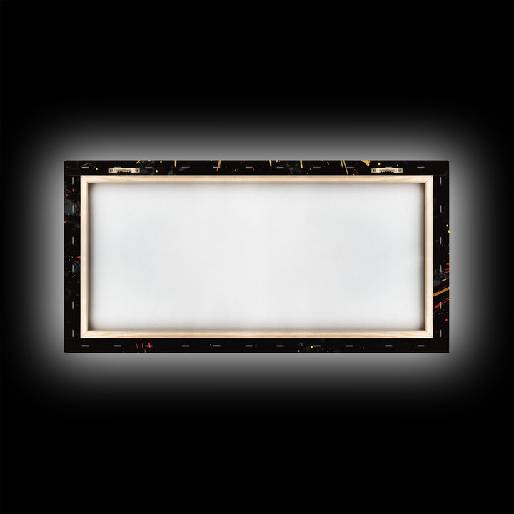 Skull Gold Canvas Print, Gothic Splatter Art On Canvas, Real Wood Frame Wall Décor, Macabre Dark Aesthetic Artwork