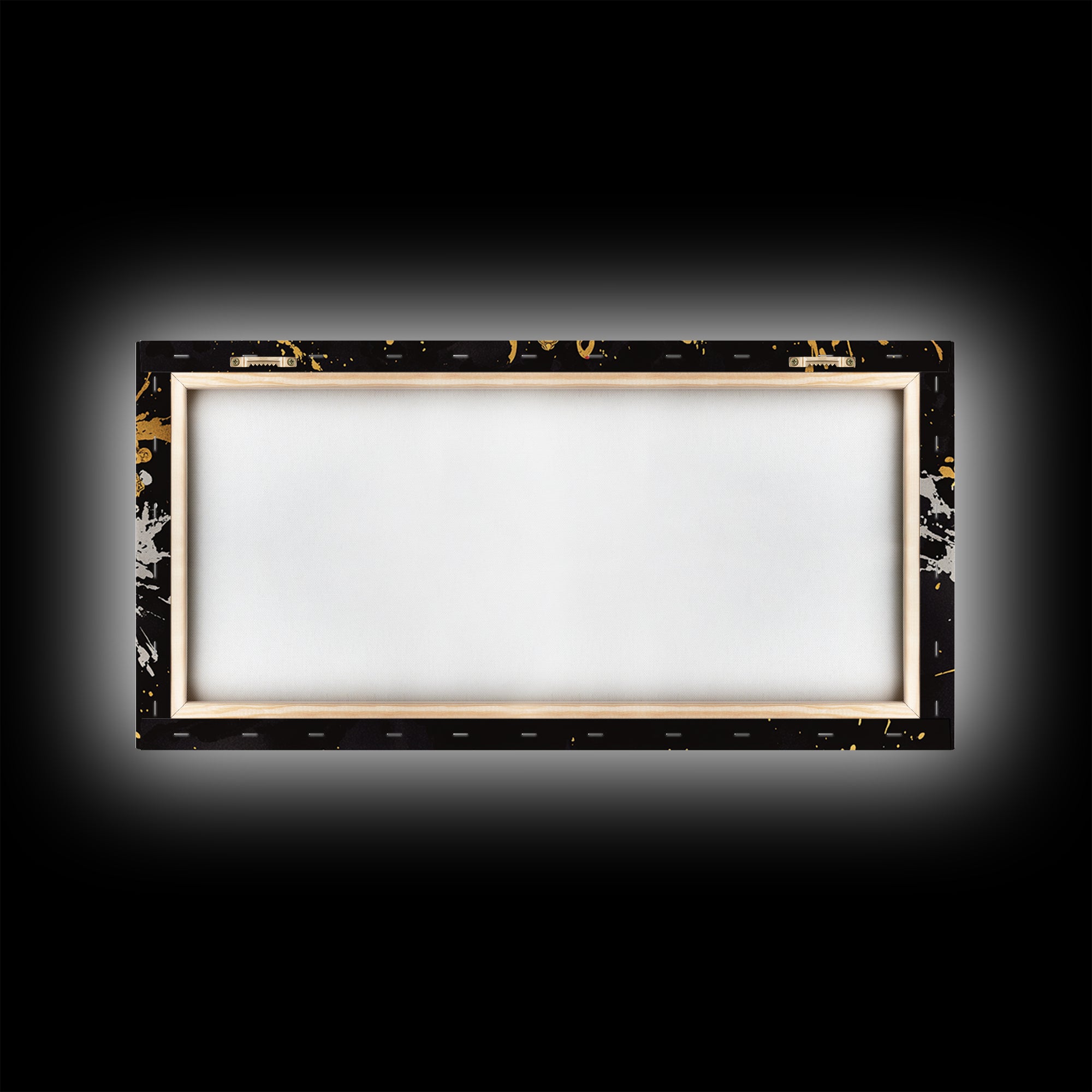 Abstract Mask Gold Canvas Print, Splatter Art On Canvas Wall Décor, Real Wood Frame, Gothic Dark Statement Artwork
