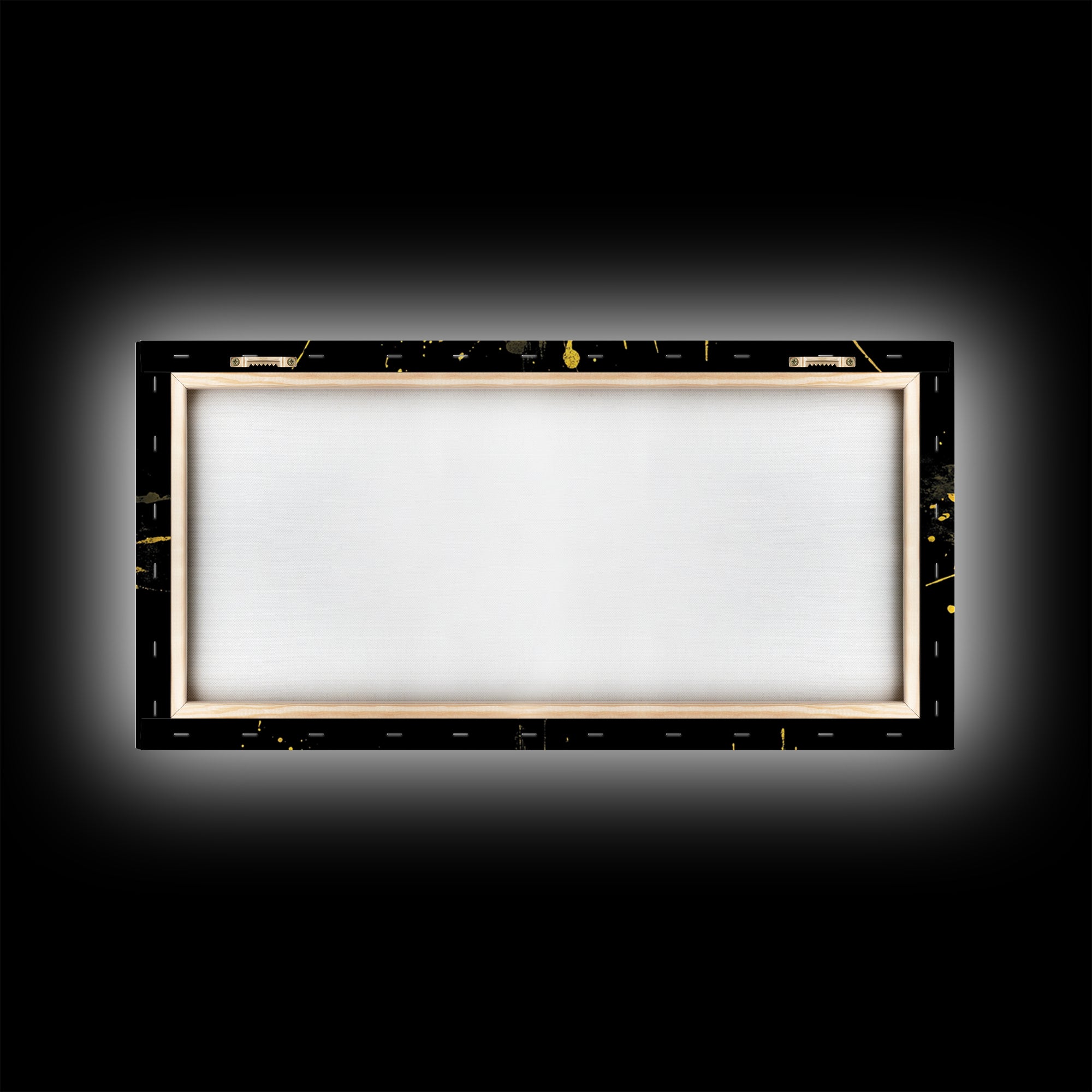 Theatrical Comedy Mask Gold Canvas Print, Splatter Dramatic Art On Canvas, Real Wood Frame Wall Décor, Gothic Statement Artwork