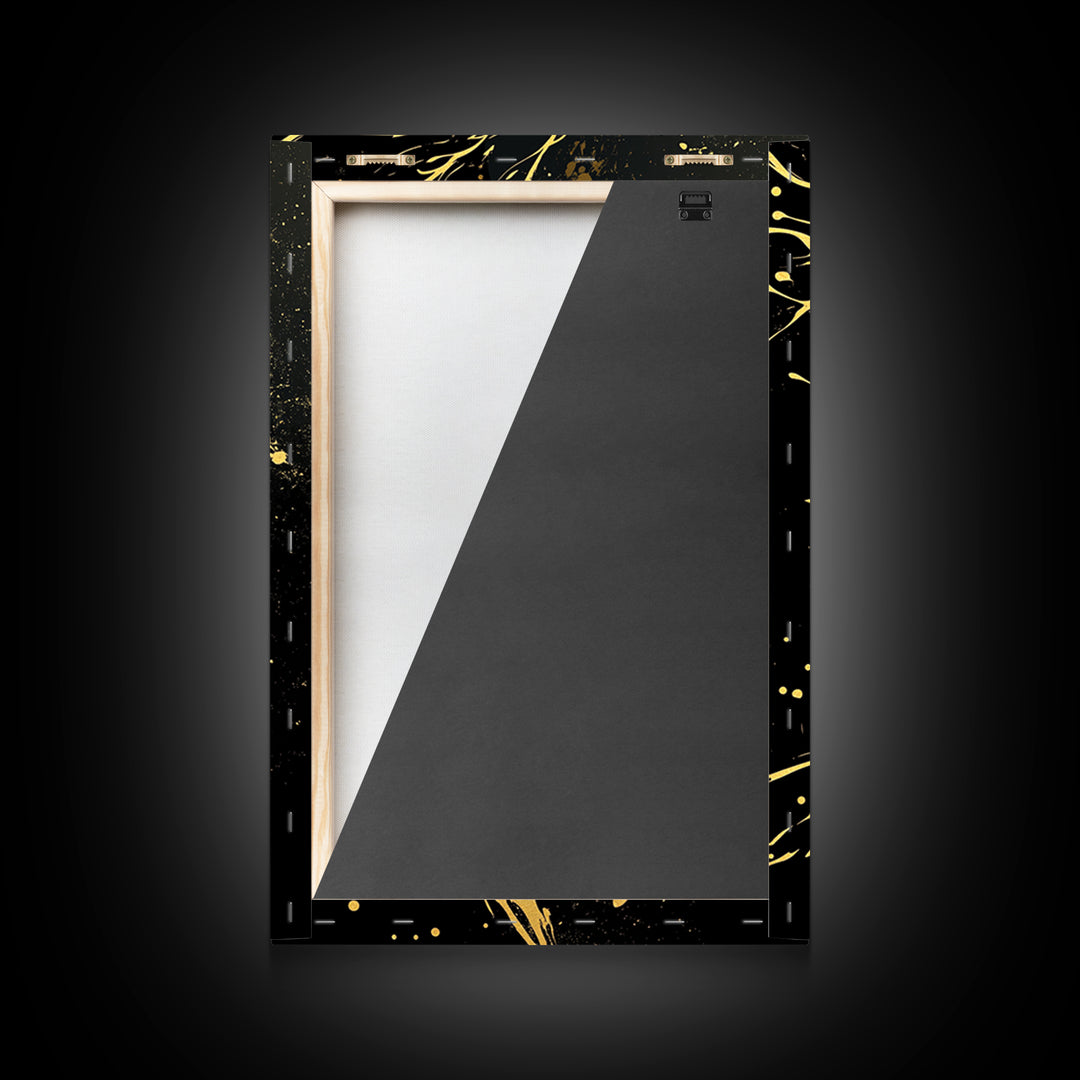 Golden Spirit Woman Gold Canvas Art, Flowing Abstract Female Silhouette, Modern Splatter Wall Decor, Real Wood Frame