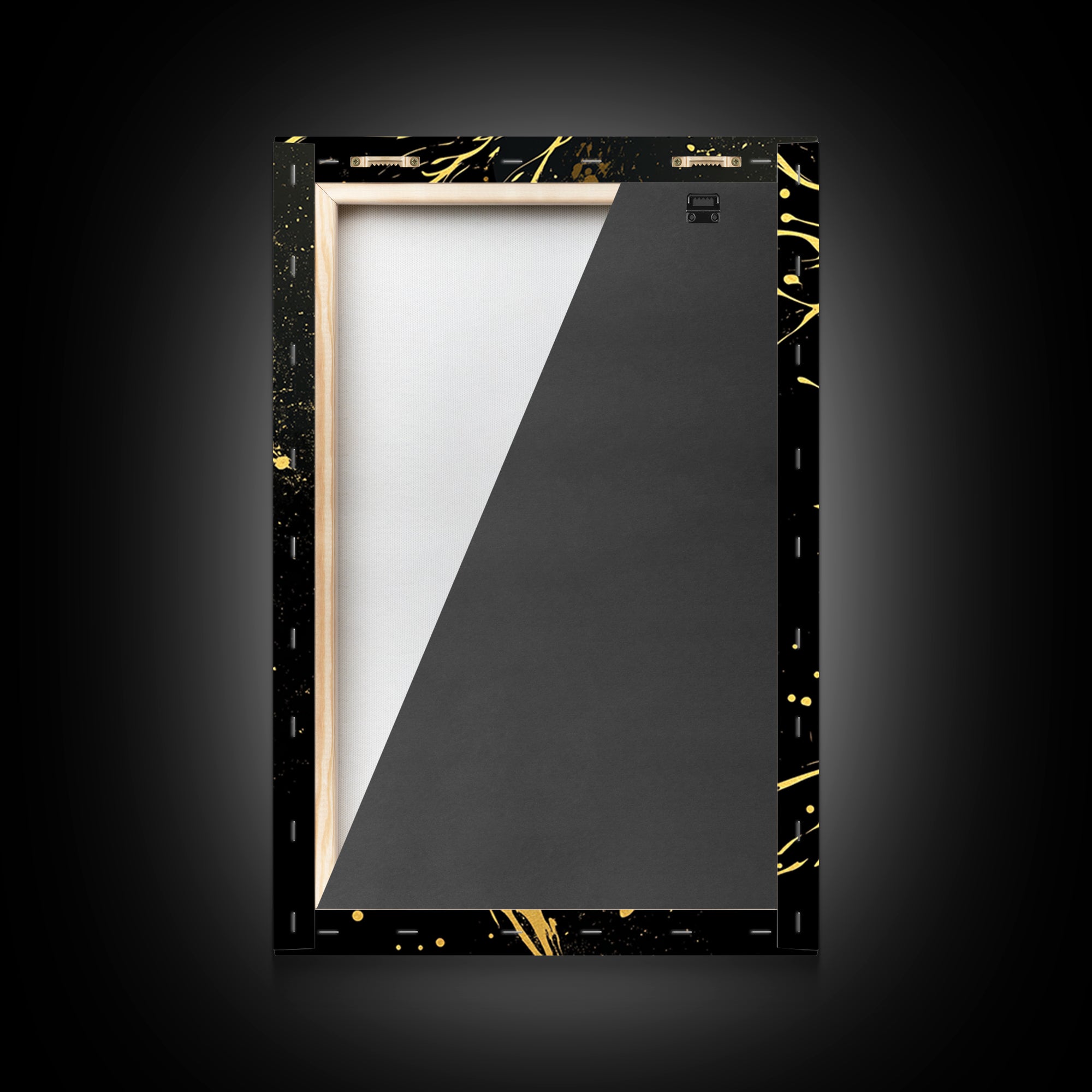 Golden Spirit Woman Gold Canvas Art, Flowing Abstract Female Silhouette, Modern Splatter Wall Decor, Real Wood Frame