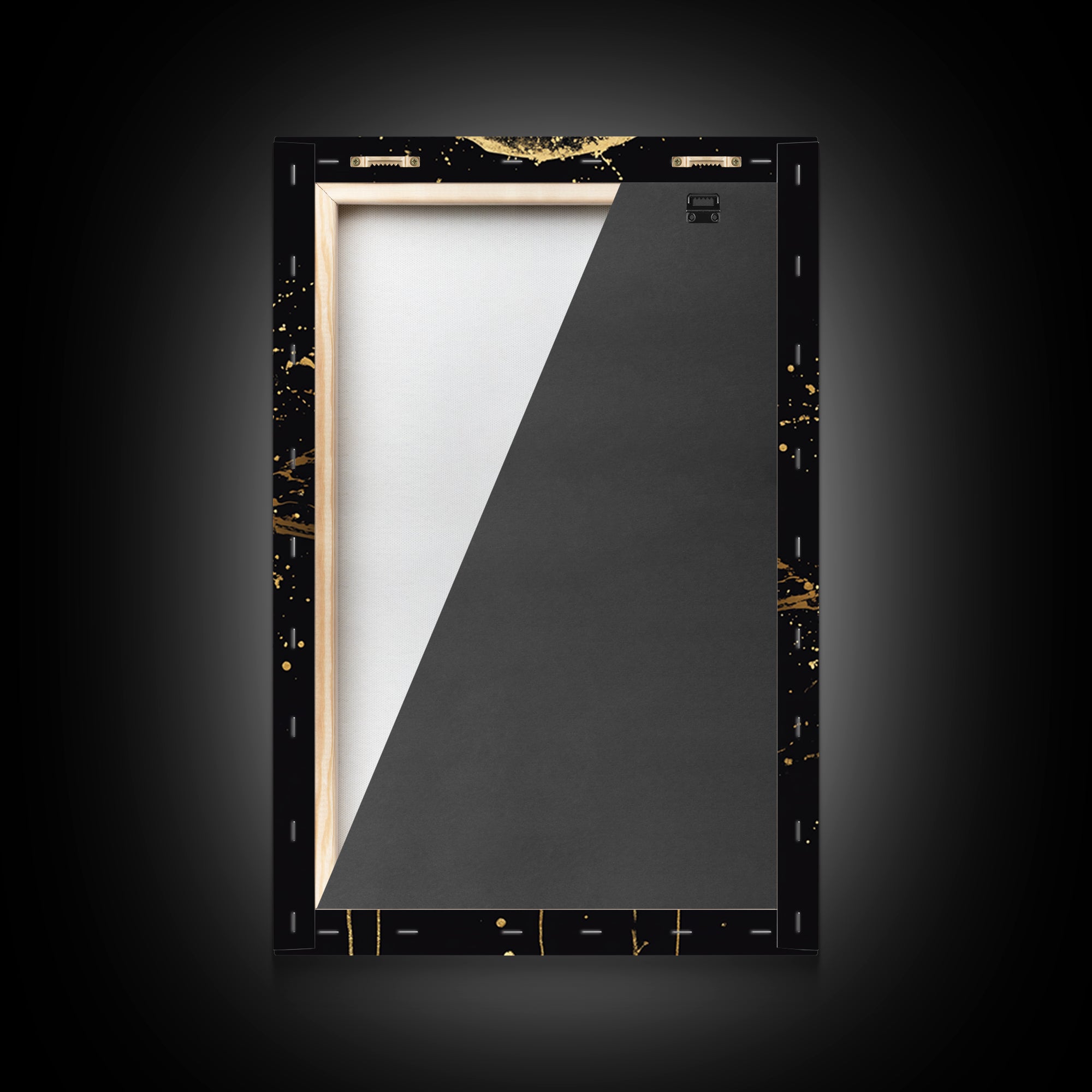 Mystical Veiled Woman Gold Canvas Print, Splatter Style Portrait Art, Ethereal Female Artwork, Real Wood Frame Wall Decor