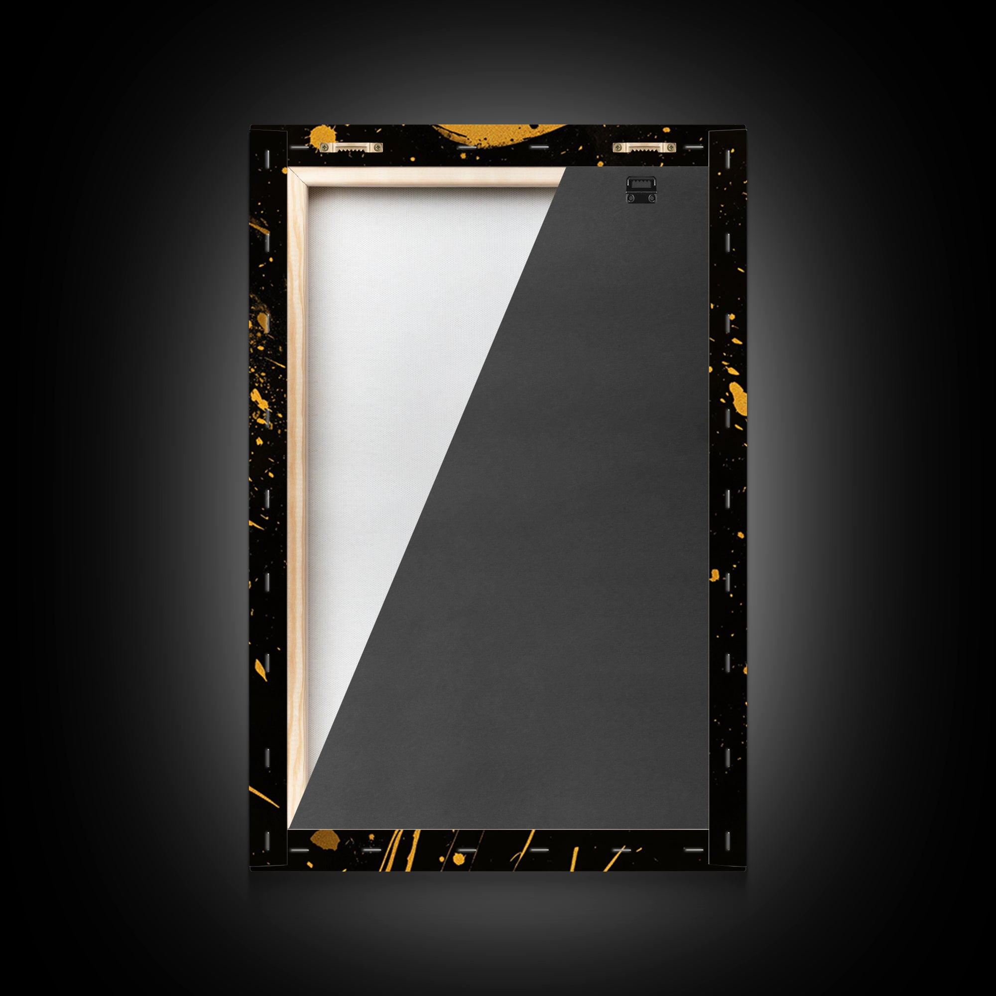 Golden Veiled Portrait Gold Canvas Print, Abstract Female Art, Splatter Style Ethereal Face Artwork, Real Wood Frame Decor