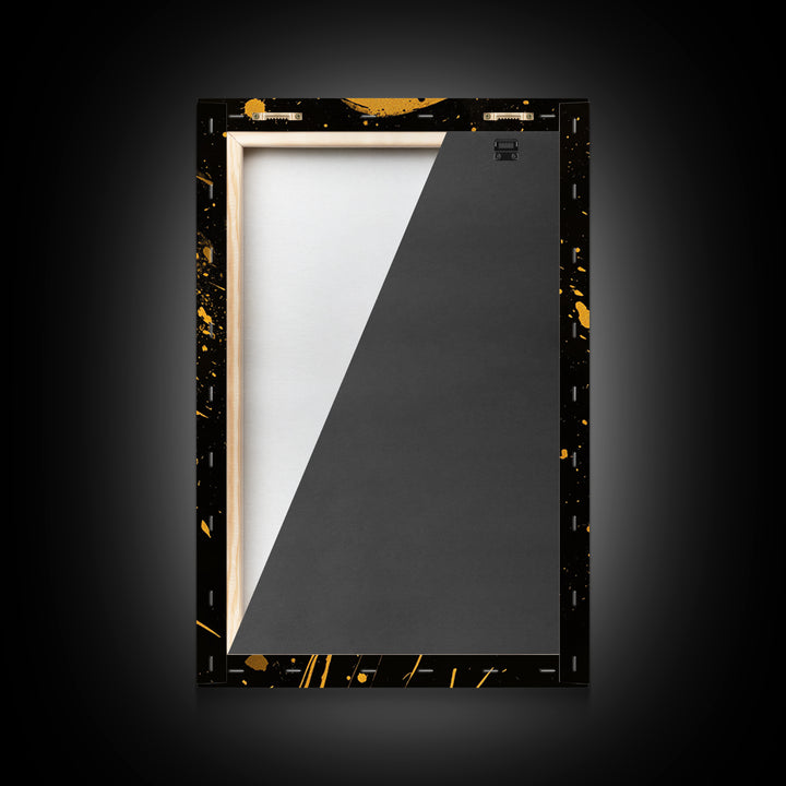 Golden Veiled Portrait Gold Canvas Print, Abstract Female Art, Splatter Style Ethereal Face Artwork, Real Wood Frame Decor
