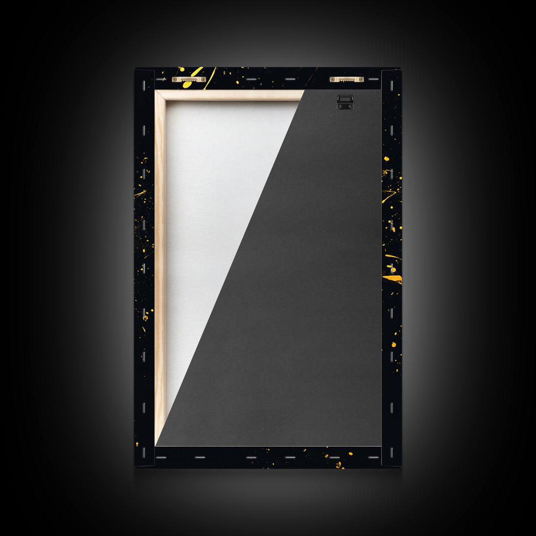 Venetian Mask Gold Canvas Print, Elegant Wall Art, Luxury Mask Artwork, Real Wood Frame, Dramatic Splatter Effect Home Decor