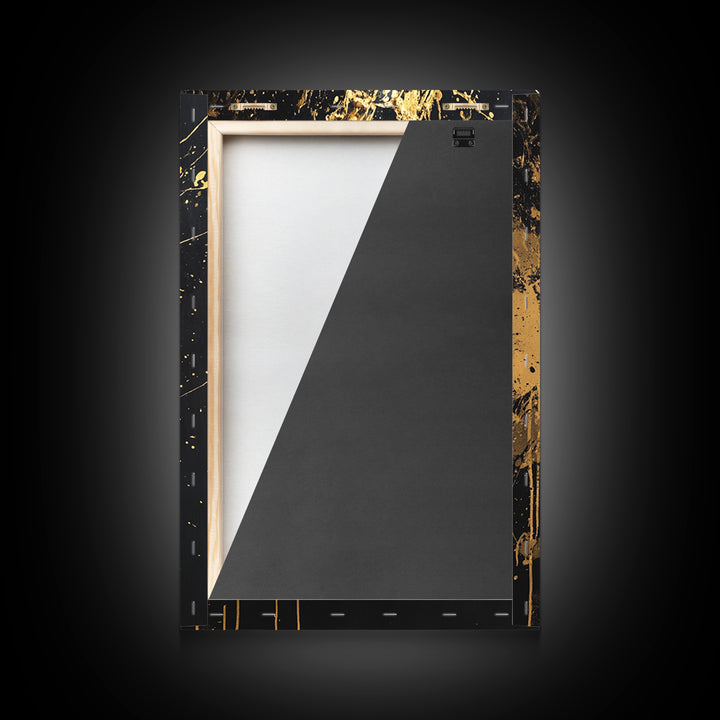 Traditional Mask Gold Canvas Art, Intricate Wall Art, Cultural Spirit Artwork, Real Wood Frame, Unique Splatter Pattern Home Decor