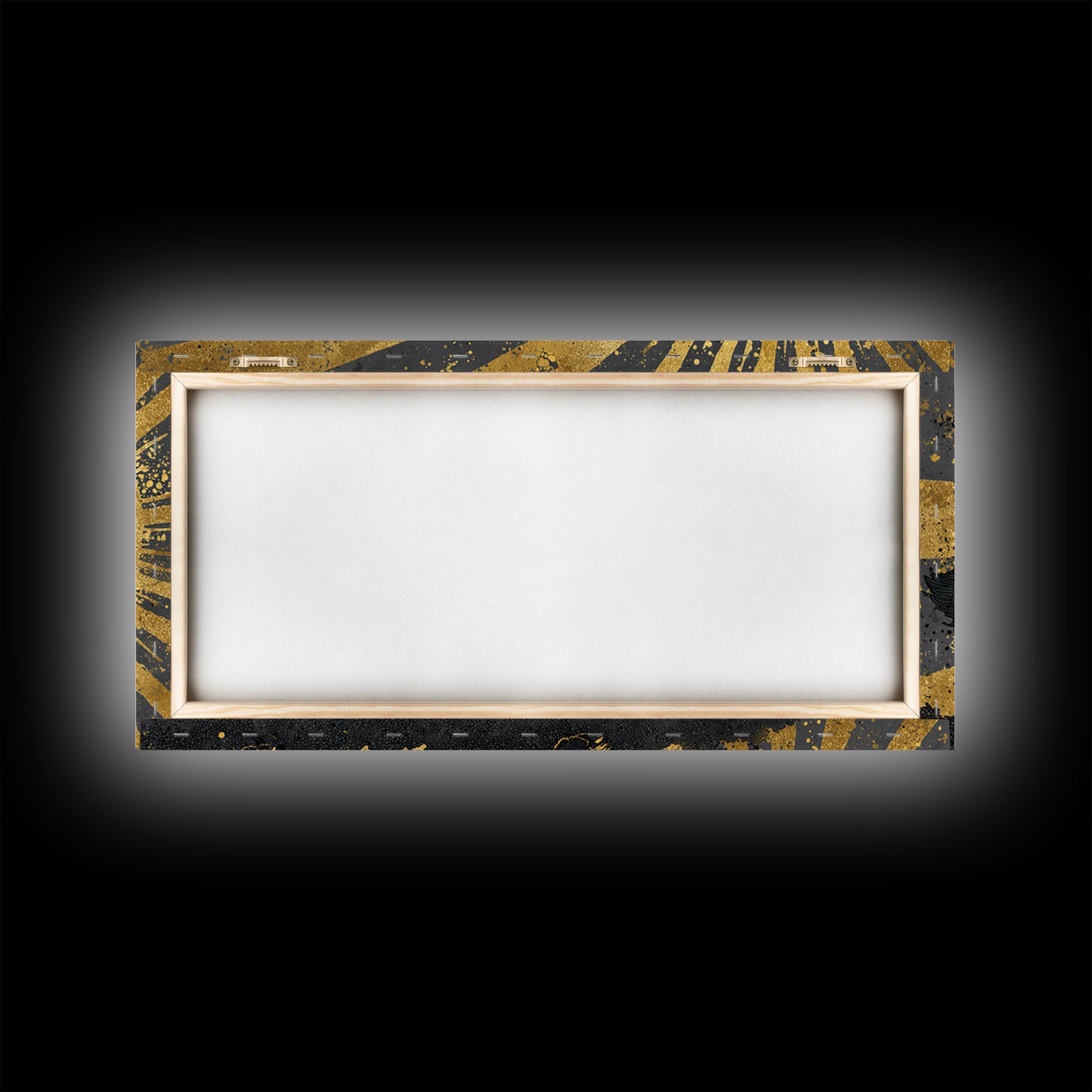 Hati and Sköll Wolves Canvas Gold Art Norse Mythology Canvas Art, Viking Sun and Moon Chase Wall Decor framed in real wood