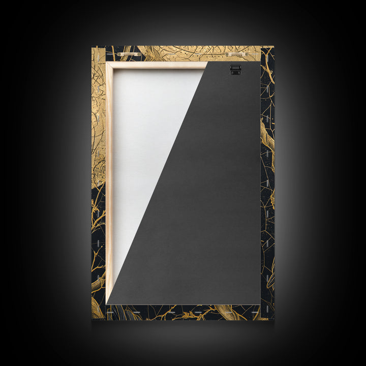 Odin’s Raven Canvas Gold Art Canvas Art | Norse Mythology Bird Symbol Wall Decor for Office or Dad Gift | Set in Real Wood Frame