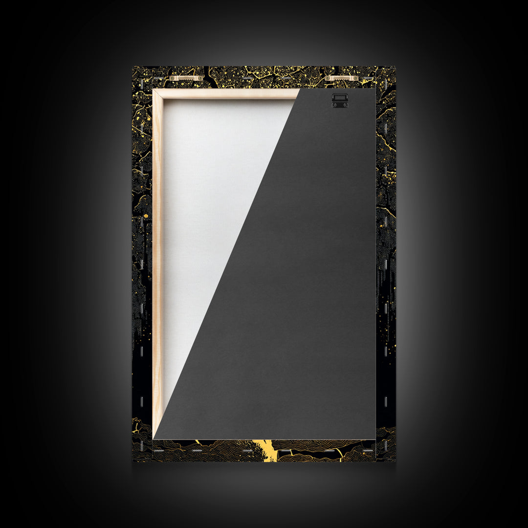 Cracked Earth Viking Blade Canvas Gold Art Canvas Art | Norse Mythology Wall Decor for Office or Man Cave | Framed with Real Wood